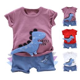 Children Clothing Baby Boys Clothes Sets Cute Cartoon Dinosaur Print Pattern Tops Blouse T-shit+Pants Outfits Sets 210326