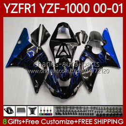 OEM Fairings For YAMAHA YZF-R1 YZF1000 YZF R 1 Blue flames 1000 CC YZFR1 00 01 02 03 Bodywork 83No.95 YZF R1 1000CC 2000 2001 2002 2003 YZF-1000 00-03 Motorcycle Body Kit