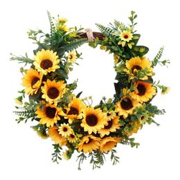 Decorative Flowers & Wreaths Spring Sunflower Wreath Outer Diameter 40cm Beautiful Wedding Party Home Decor Artificial Rose Round Shape