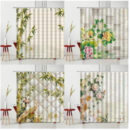 Shower Curtains Spring Botany Curtain Flowers Scenery Waterproof Polyester Fabric With Hook Homeware Furnishing Bathtub Decoration