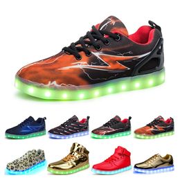 Casual luminous shoes mens womens big size 36-46 eur fashion Breathable comfortable black white green red pink bule orange two 58QYM7