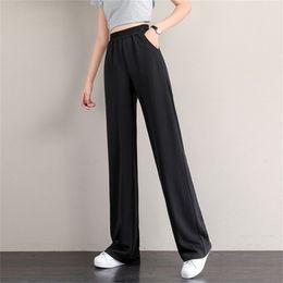 Women Straight Pants Wide leg high waist full length Sweatpants Korean style Streetwear Loose Oversize Famale Casual trousers 210915