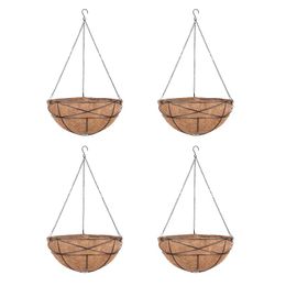 Other Garden Supplies 4Pack Patio With Coconut Liner Flower Pot Vintage Home Decor Metal Hanging Planter Basket Balcony Backyard Indoor Outd