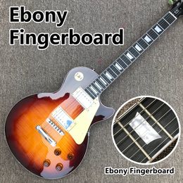 Ebony fingerboard electric guitar, Dark sunburst maple top, Solid mahogany body electric guitar