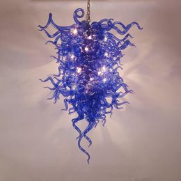 Gorgeous Murano Glass Chandelier Lamp Blue Coloured Stylish Unique Pendant Light Fixtures for Dining Room Table Top Customised 24 by 48 Inches