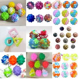 3D Finger Decompression Toy Bubble Silicone Pinch Vent Ball Childrens Puzzle Tie dye Starry Sky Fruit Geometry Shape