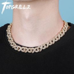 TOPGRILLZ 12mm/14mm Miami Box Clasp Cuban Chain Copper Material Necklace Iced Cubic Zirconia Hip Hop Charm Jewelry Gift For Men X0509