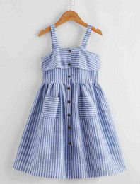 2020 Summer Baby Girls Striped Sling Dress, Princess Kids Cute Clothing 5 pieces/lot G1129