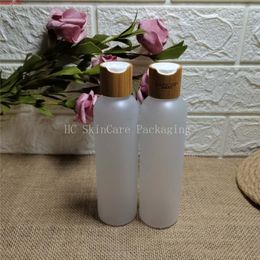 250ml Empty Shampoo Plastic Bottles Screw Press Caps DIY Lotion PET Bottle With Bamboo Lid Cosmetic Packaging Bottlesgoods