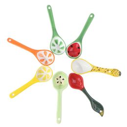 Spoons Ceramic Coffee Spoon Korean Household Tableware Dessert Cartoon Small Children Fruit Design Creative Lovely Ladle