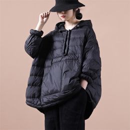 Johnature Korean Irregular Hooded Parkas Pullover Cotton Coat Winter Loose Comfortable Women Jacket Casual Coats 211007