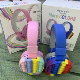 cute fidget toys UK - Fidget Toys Party Favor Head-mounted Simple and Cute Rainbow Bluetooth Stereo Headset Decompression Toy Wholesale In stock