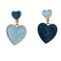 Elegant Love Heart Earrings Blue Color Summer Fashion Jewelry Korean Statement Earrings for Women Girl 2021 Sweet Lover Gift