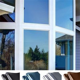 Window Film One Way Mirror Film Daytime Privacy Self-Adhesive Decorative Heat Control Anti UV Window Tint for Home Office Silver 210317