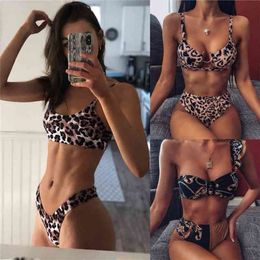 Sexy Leopard Bikinis Micro Bikini Set Push Up Thong Biquini High Cut Swimwear Women Mini Swimsuit Female Bathing Suit 210702