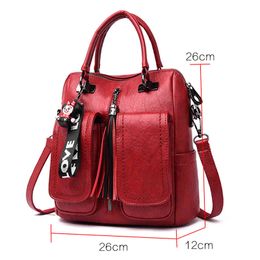 3-in-1 Women Backpacks Vintage Female Shoulder Bags Soft Leather Backpack Ladies Travel Back Pack Luxury Bags for Girls Mochila K726