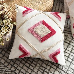 Moroccan Pink Cushion Cover Ivory Embroidery Pillowcase 30x50cm/45x45cm Cotton Diamond For Home Decoration Living Room Bed Cushion/Decorativ