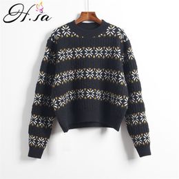 Women Casual Sweater and Pullovers Retro Vintage Jumpers Snowflake Korean Chic Girls 210430