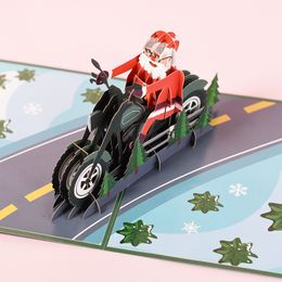 Creative 3D Pop Up Greeting Card Cute Cartoon Christmas Invitation Xmas Santa Claus Greetings Cards Gift Postcard children gifts