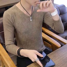 Casual Men Sweater O-Neck Mens Pullover Sweater Male Solid Color Man Sweaters Pull Clothes Short Sleeve Homme Shirt Badge C245 210813