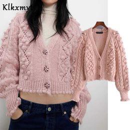 Klkxmyt Indie Folk Style Vintage Jewellery Buttons Long Sleeve Knitted Cardigans Jacket Winter Za Sweaters Women Pullovers Tops 210527