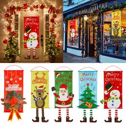 Christmas Hanging Flag Decoration For home Window Santa Claus Snowman Elk Christmas Ornaments New Year gifts Xmas decor
