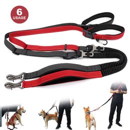 Nylon Dog Leash Hands Free Pet Running Leash Elastic Dog Bungee Leashes Rope for Training Joging Car Seat Belt Pet Accessories 211006