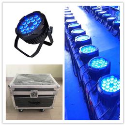 4 pieces with flightcase 18x10w dmx-512 rgbw 4 in 1 leld flat par Outdoor Par Led Waterproof Par Light