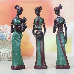 women crafts UK - 3pcs set African Women Figurines Resin Craft Tribal Lady Statue Exotic Doll Gift Home Decoration Sculptures Drop Decorative Objects &