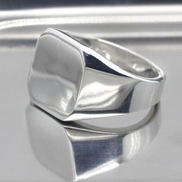 Cluster Rings 925 Sterling Silver Men Ring Square Support Engraved For Male Women Unisex Lovers Couples Wedding Band Jewellery Gift