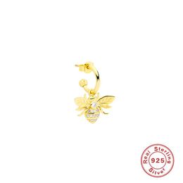 Stud Romad 1pcs Real 100% 925 Sterling Silver Earrings For Women Honeybee Earings Abeja Korean Brincos Piercing Pendientes W5