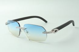 Direct sales endless diamond sunglasses 3524024 with black wooden temples designer glasses, size: 18-135 mm