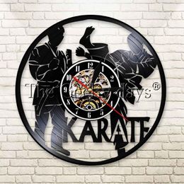 Wall Clocks 1Piece Karate Clock Led Light Record Sportmen Home Decor Creative Timepiece Handmade Gift For Karateka