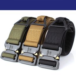 Adjustable Men Tactical Belt Heavy Duty Waist Belt Nylon Army Tactical Belts with Metal Buckle Hunting Accessories 431 X2