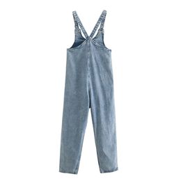 Summer Women Denim Jumpsuits Rompers Sleeveless Loose bodysuit playsuit Pockets Female Street jumpsuit Overalls Clothing 210513