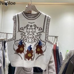 Neploe Winter Clothes Women Sweater Vest Vintage Embroidery Knitted Pullovers Coat Loose Temperament Chic Waistcoat Tops 4G469 210422