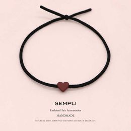 Small Love Black Popular Solid Elastic Bands Wine red Headband Women Rubber Band Lady Letters Hair Accessories Scrunchie