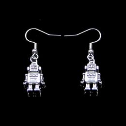New Fashion Handmade 18*11*4mm Mechanic Robot Earrings Stainless Steel Ear Hook Retro Small Object Jewelry Simple Design For Women Girl Gifts