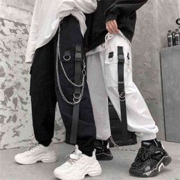 Joggers Cargo Pants Men Autumn Casual Hip Hop Pocket Male Trousers Sweatpants Streetwear Ribbons Tech Pants G220224