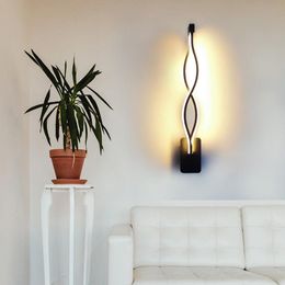 Metal Acrylic Sconce Led Wall Lamps For Living Room Nordic Modern Light Black White Wave Bedroom Lights Wandlamp Lamp