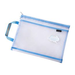 Creative Double layer Mesh Transparent Pencil Bags Cute Square Portable Pen Pouch Bag School Office Supply Stationery Case High capacity