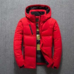 Men's White Duck Down Jacket Winter Warm Hooded Thick Puffer Jacket Coat High Quality Fashion Overcoat Down Parka Jacket Men 211110