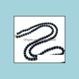 Beaded Necklaces & Pendants Jewellery Sell 9-10Mm Natural Pearl Necklace Tahitian Black 22 Inch 14K Gold Drop Delivery 2021 Zkgbq