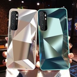 3D Diamond Mirror Phone Cases For Xiaomi Redmi Note 10 9Pro 10S 9S 8 Mi POCO X3 Pro NFC POCO M3 Soft Back Cover Capa