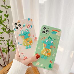 Lambskin three dimensional doll Happy Frog phone cases for iphone 11 12 pro max xr xs x 7 8 plus