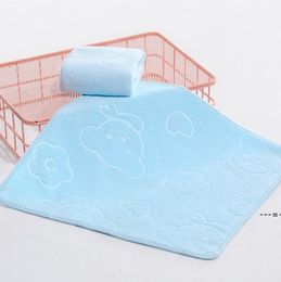 NEW25*25cm Household Microfiber Absorbent Face Wash Towel Infant Kindergarten Thicken Embossed Cartoon Bear Printed Towels RRE11616