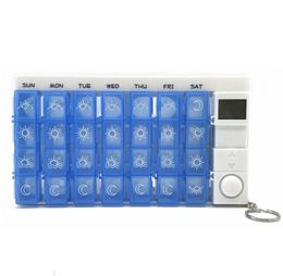 Sundries 7 Day Organizer with Reminder Alarm Moisture-Proof Design 28 Compartments to Hold Vitamins Fish Oil Supplements Weekly Pill Cases Daily Medicine Dispenser