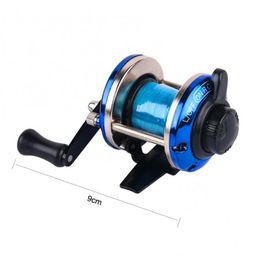 Baitcasting Reels 60% Winter Mini Trolling Ice Fishing Reel Spinning Wheel Fish Tackle Tool With Line