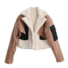 Leisure Full Sleeve Women's Jackets Wool Liner Wde Waisted Turn Down Collar Women Slim Patchwork Woollen Coat 2021 Autumn Winter