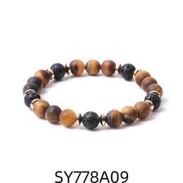 8mm Matte Tiger's Eye Stone Beads Hematite Lava stone Strand Bracelets for Women Men Yoga Buddha Energy Jewelry